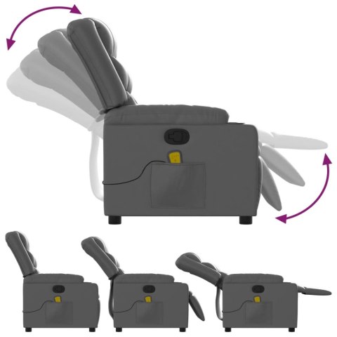  Rozkładany fotel masujący, szary, obity sztuczną skórą