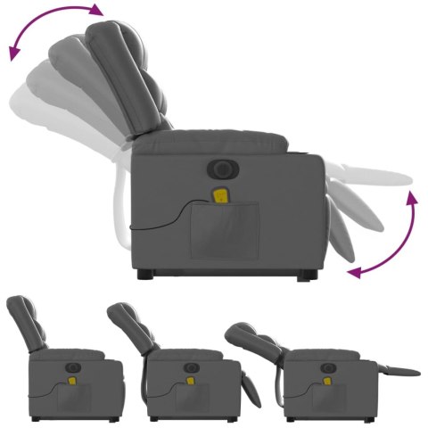  Rozkładany fotel pionizujący z masażem, elektryczny, szary