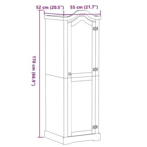  Szafa Corona, 55x52x170 cm, lite drewno sosnowe