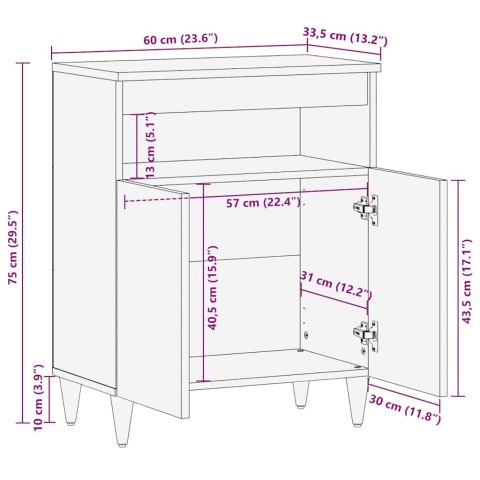  Komoda 60x33,5x75 cm Drewno lite Mango