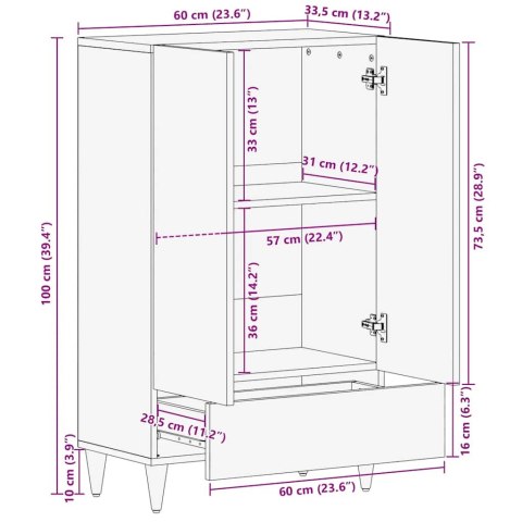  Komoda wysoka 60x33,5x100 cm Drewno lite Mango