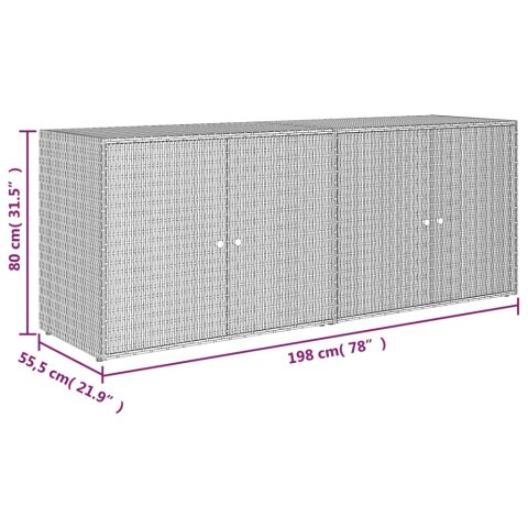  Szafka ogrodowa, czarna, 198x55,5x80 cm, rattan PE