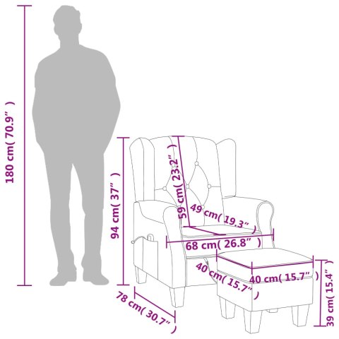  Fotel masujący z podnóżkiem, ciemnoszary, obity tkaniną