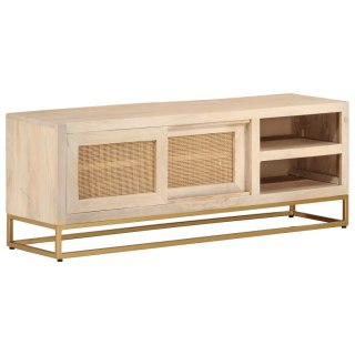  Szafka pod TV, 110x30x40 cm, lite drewno mango i żelazo