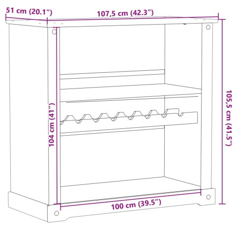  Szafka na wino Corona, 107,5x51x105,5 cm, lite drewno sosnowe