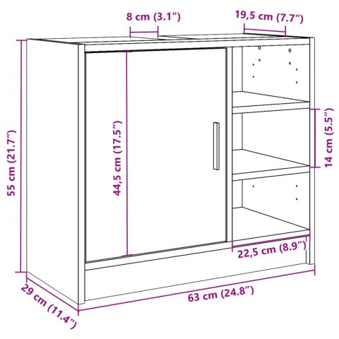  Szafka pod umywalkę, biała 63x29x55 cm, materiał drewnopochodny