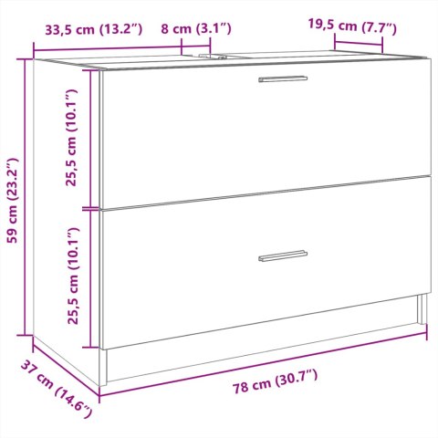  Szafka pod umywalkę, biała 78x37x59 cm, materiał drewnopochodny